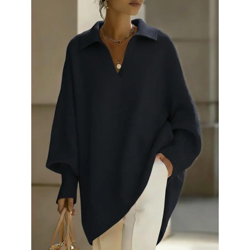 VEZFAA Damenmode, lässig, Herbst/Winter, einfarbig, mit langem Ärmel, Rollkragen