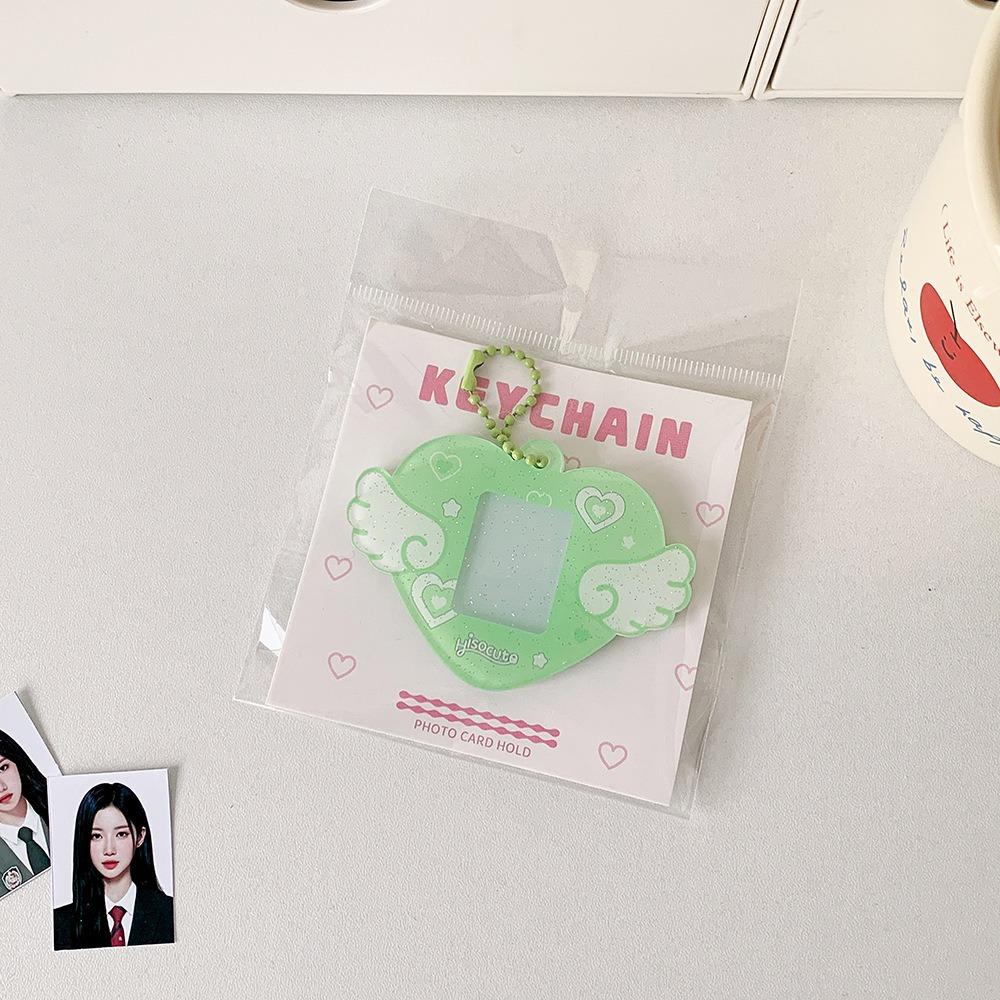 Portable Glitter Star Acrylic Photocard Holder Keychain 1-Inch ID Card Case Student Idol Photo Bag Durable Card Storage