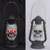 Retro Style Skull Head Light Handheld Skeleton Head Light Halloween Decoration With Handle For Home And Outdoor Parties