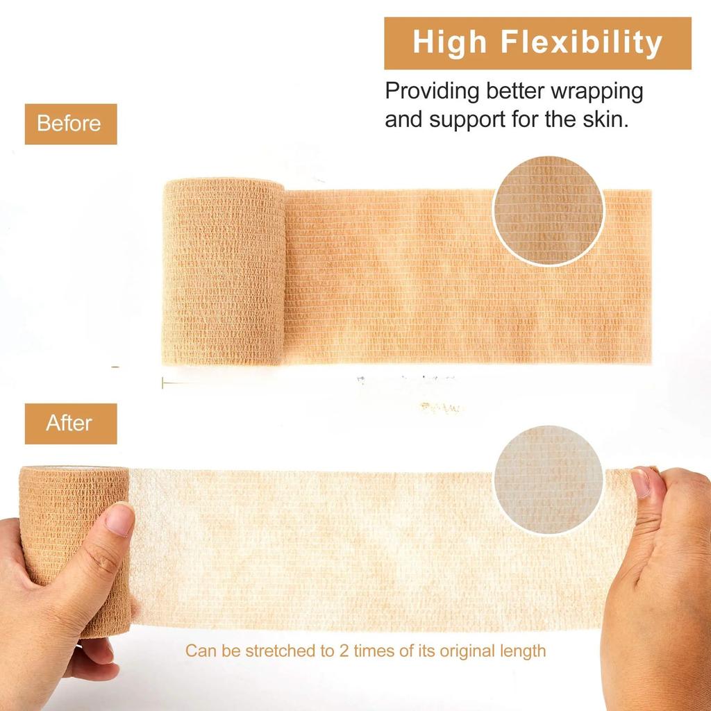 10 Rolls Medical Adhesive Bandage Elastic Breathable Sports Self Adhesive Tape Beige Wrap Finger Tape For Wrist Ankle First Aid