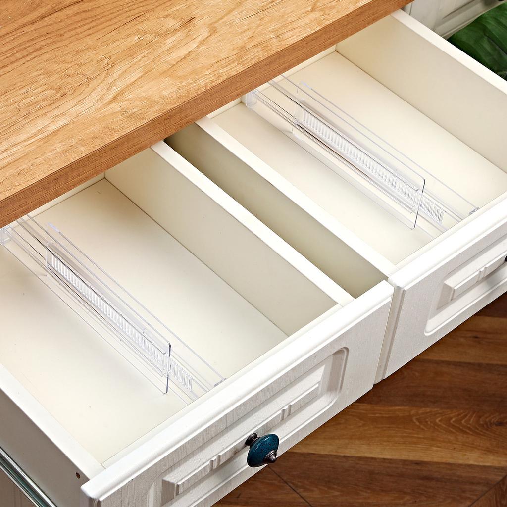 Retractable Clear Drawer Baffle Adjustable Drawer Divider with Expansion Baffle Drawer Oragnizer