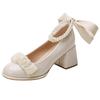 Trendy brand French temperament high heels women's thick heels 2025 spring fairy style bridesmaid single shoes retro Mary Jane shoes