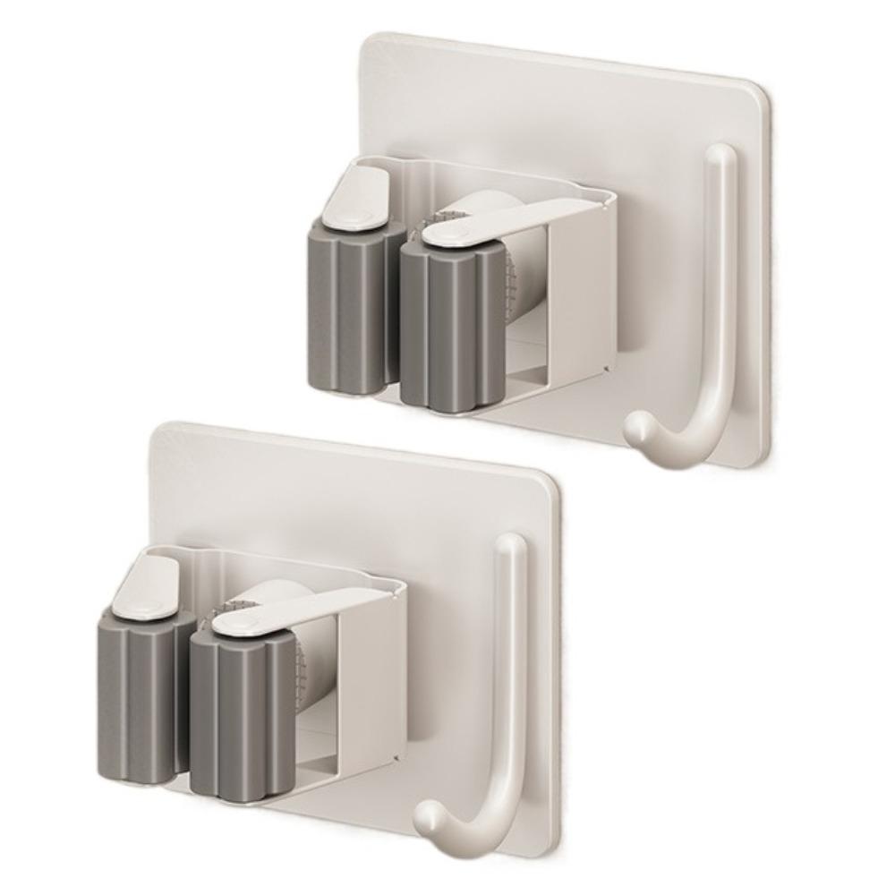 2Pcs Rust-Proof Wall Mounted Broom Stand Space Saving Mop Storage Clamp Mop Clip Rack  Household