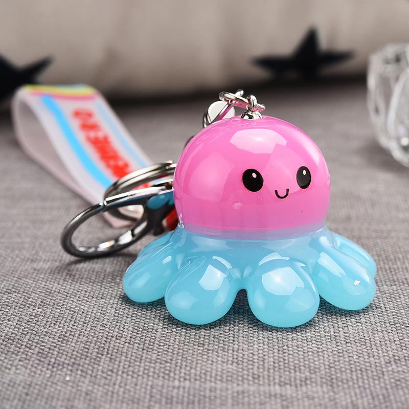 Glowende Octopus Sleutelhanger – Creatieve Acryl Cartoon Hanger voor Koppels