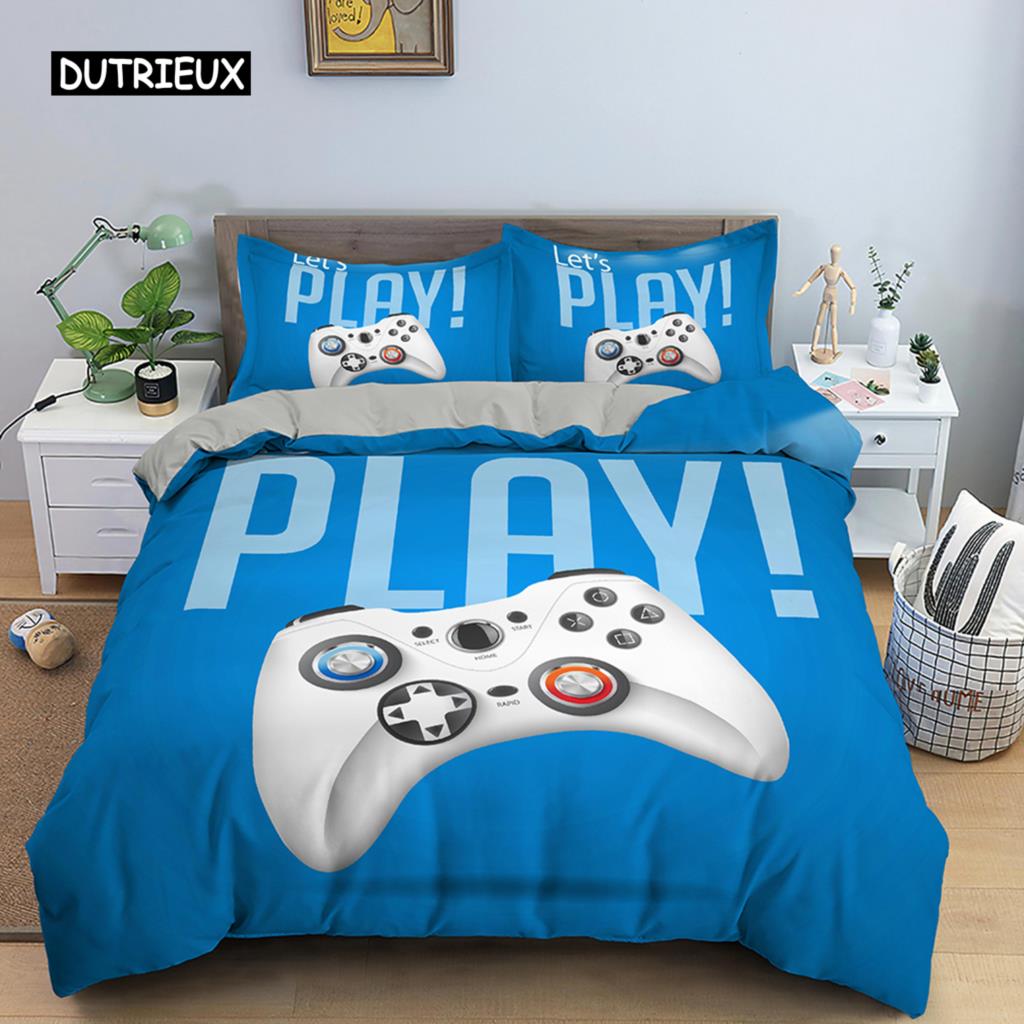 Game Handle Bedding Set Luxury Duvet Cover with Pillowcase Quilt Cover Queen King Bedding Cartoons Kids Boys Bed Cover Set Green