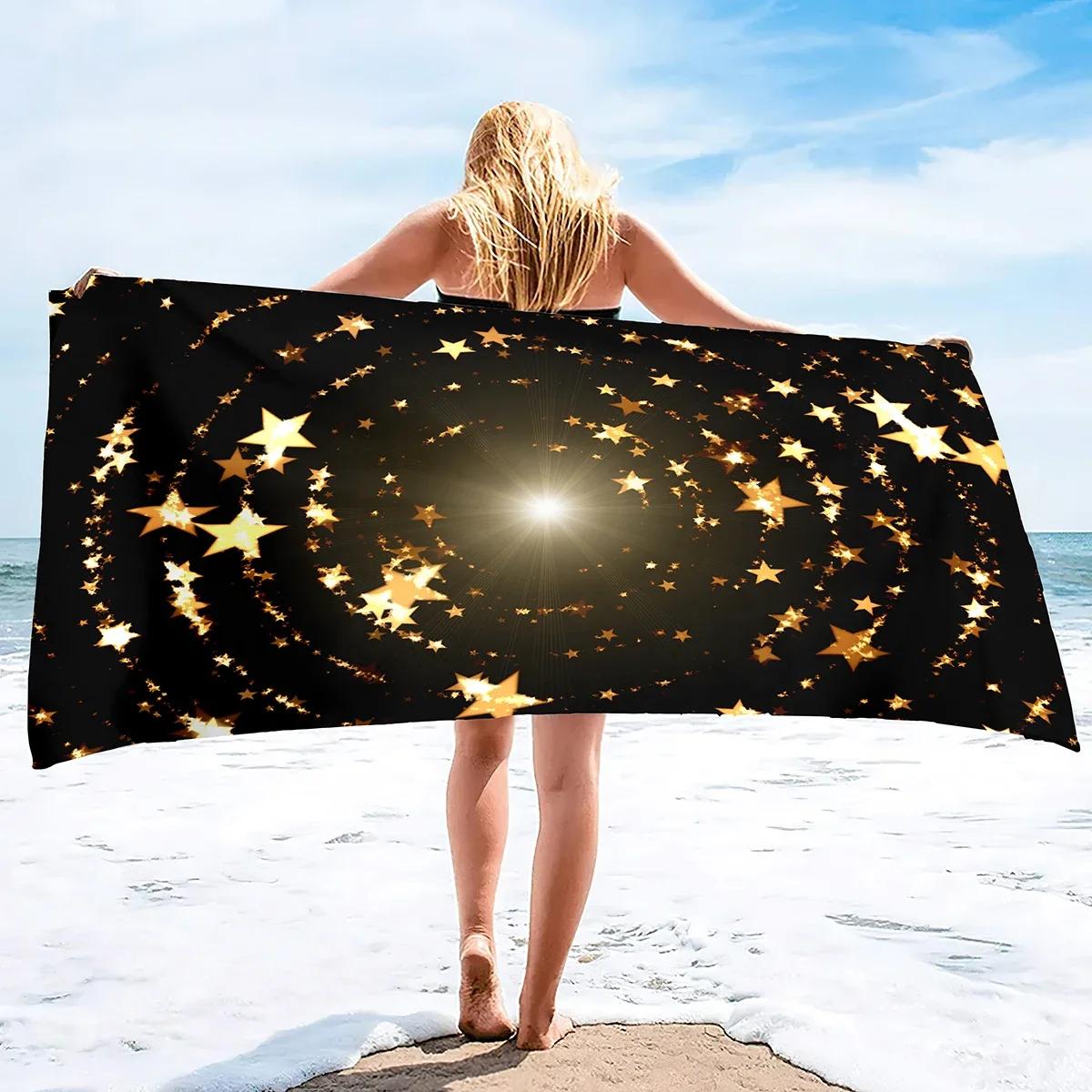 

Starry Night Sky Beach Towel,Microfiber Super Absorbent Beach Towel, Soft and Comfortable Bathroom Towel Sand Free Beach Towel W30*H60(CM)