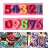 Set 2 Bucăți Forme Silicon Non-Stick Muffin Fondant Tort Ciocolată Rezistente la Căldură Forme Numere 3D Numere 0-9 Embosare Forme pentru Copt