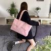 Sweet Cute Pink Bow Tote Bag Women Large Capacity Pleated Handle Shoulder Bag Ladies Casual Versatile Crossbody Purse Chic 2025