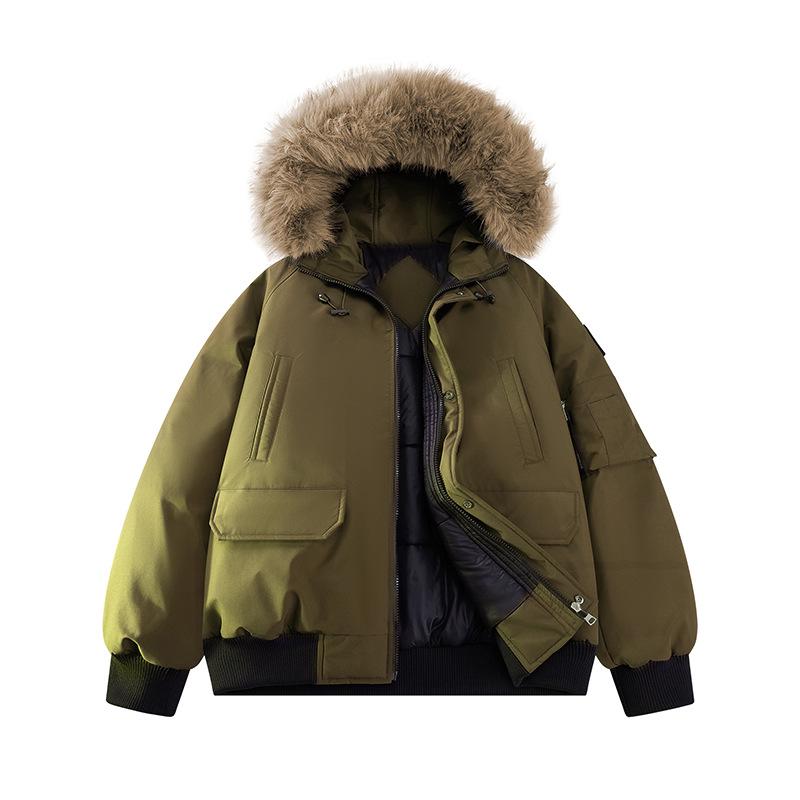 Мужская зимняя хлопковая парка со съемным меховым воротником и капюшоном 3XL