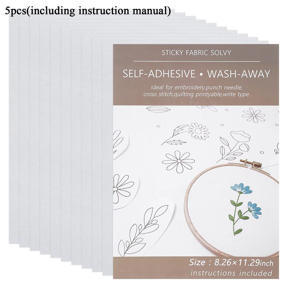 

10/5Pcs Water Soluble Embroidery Stabilizer Self Adhesive Hand Embroidered Patterns Printable Paper Sewing DIY Accessories