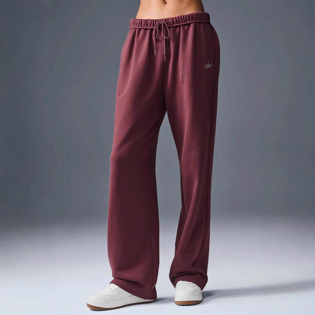 Alo Unisex Retro Volné Sametové Rovné Jógové Kalhoty pro Podzim/Zimu