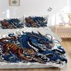 3pcs Blue Dragon Vs Tiger Bedding Set - Includes Quilt Cover and Pillowcases, Suitable for All Seasons, Machine Washable - Ideal Gift for Family