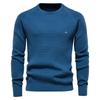 European and American Style Men's Autumn Winter Cotton Sweater Solid Knitted Crew Neck Pullover