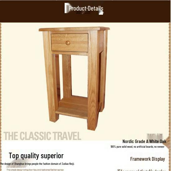 American Style Minimalist White Oak Square & Round Coffee Table Set - Sofa Side & Telephone Table