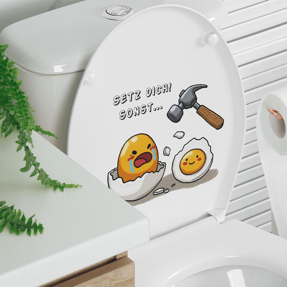 Cartoon Zerdrückte Eier und Englische Phrase Toilettenschüssel Dekorationsaufkleber