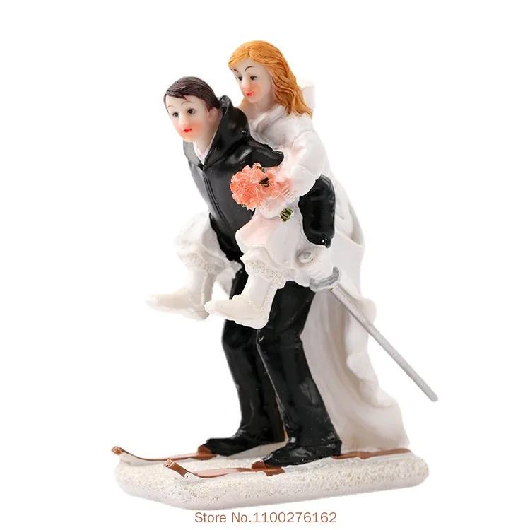 Funny Wedding Cake Toppers Dolls Romantic Bride And Groom Figurines Stand Topper Decoration Supplies Marry Resin Figurine