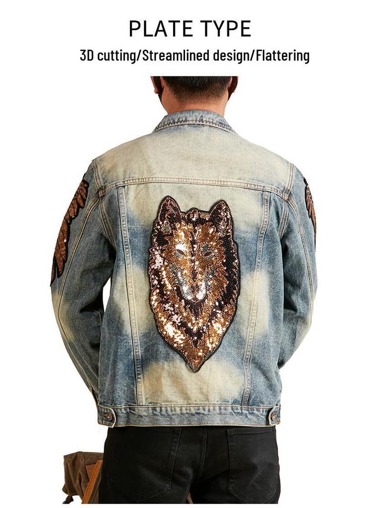Xintang Men's Distressed Denim Jacket 2025: Trendy Ripped Retro Pique Casual Jacket