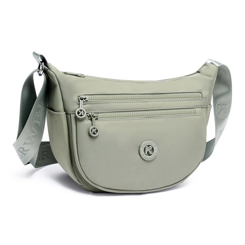 Lightweight Nylon Half Moon Sling Bag with Dual Zipper Pockets Casual Crossbody Waist Pack for Daily Travel