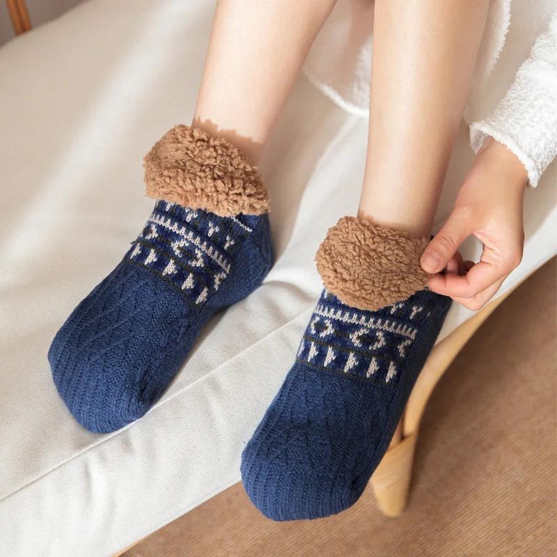 Thermal Women Slipper Socks Winter Warm Short Cotton Thickened Home Sleeping Soft Non Slip Grip Fuzzy Floor Sock Fluffy Male