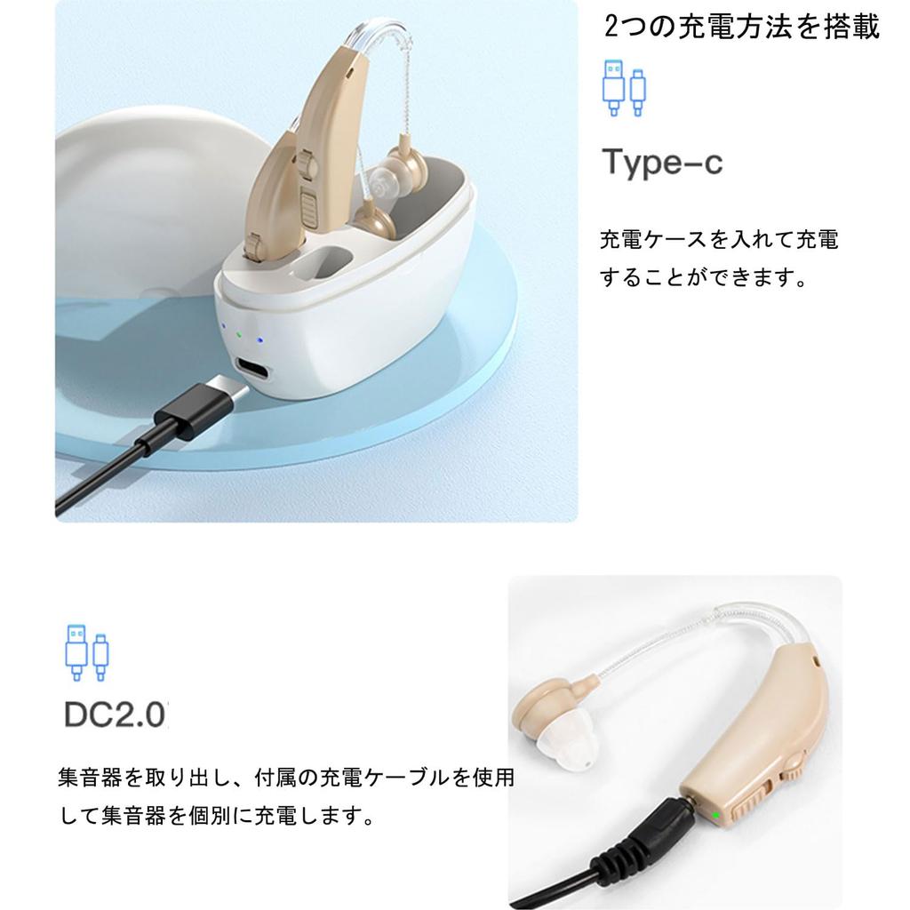 AMIZDYTO Rechargeable Hearing Amplifier, Ear-Hook Type, Adjustable Volume, Compact, Lightweight, Easy To Use, for Both Ears