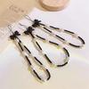 Korean Cute 3D Black Bow White Bead Beaded Phone Chain Charm Lanyard For iPhone CCD Hanging Rope Girl Jewelry Pendant Decoration