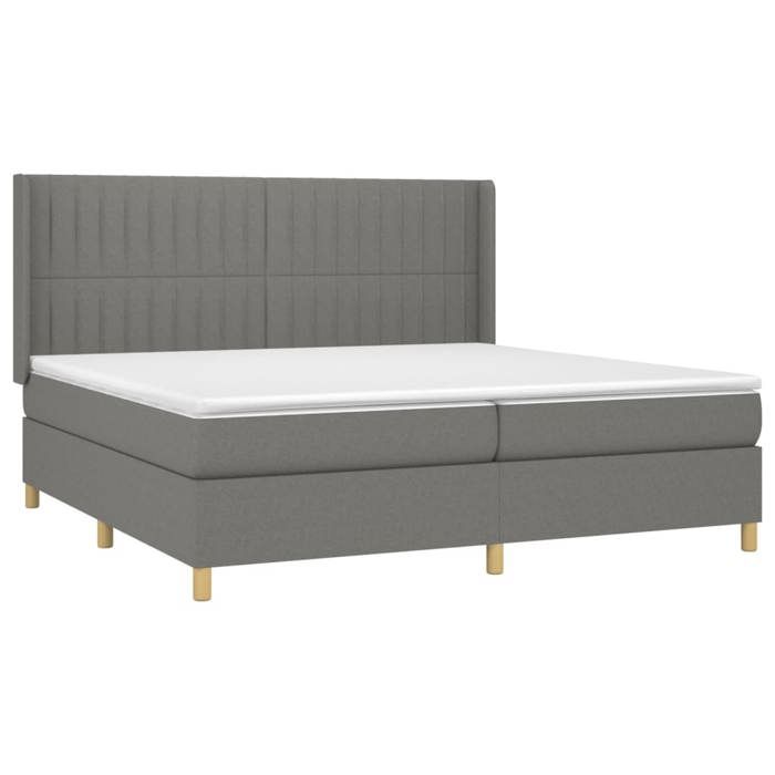 Maison Exclusive - Sommier à lattes de lit avec matelas Gris foncé 200x200cm Tissu