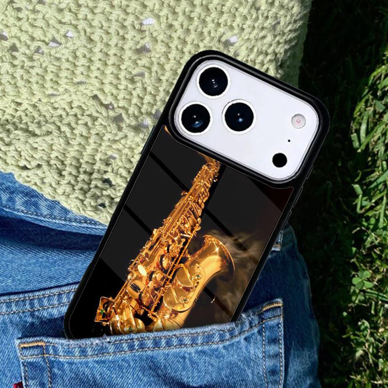 Saxophone Music Phone Case For iPhone 17 AIR 16 Pro Max 15 14 Pro 11 12 13 Shockproof Silicone Cover