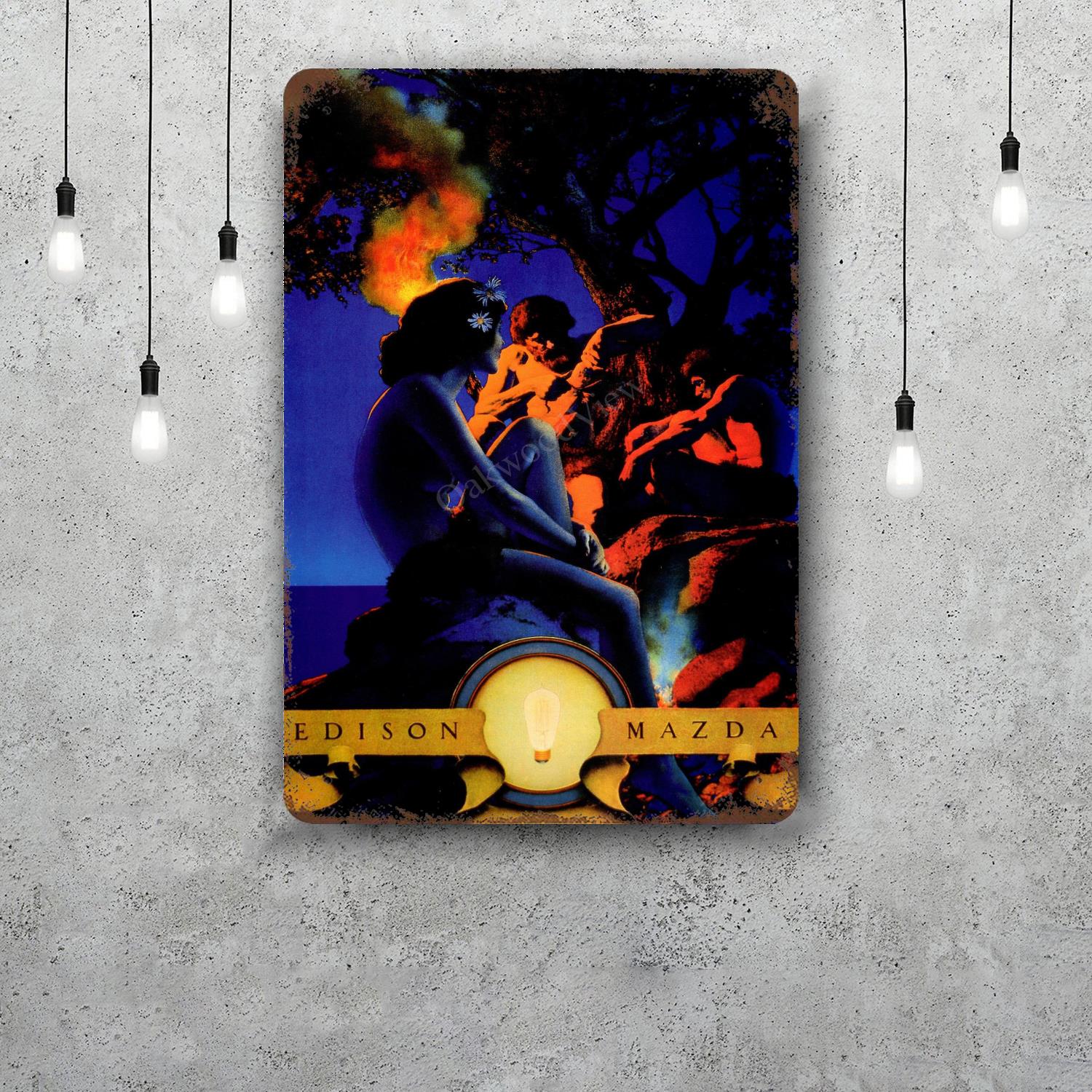 

maxfield parrish Decor Poster Vintage Tin Sign Metal Sign Decorative Plaque for Pub Bar Man Cave Club Wall Decoration 20x30cm（7.8x11.8inch）