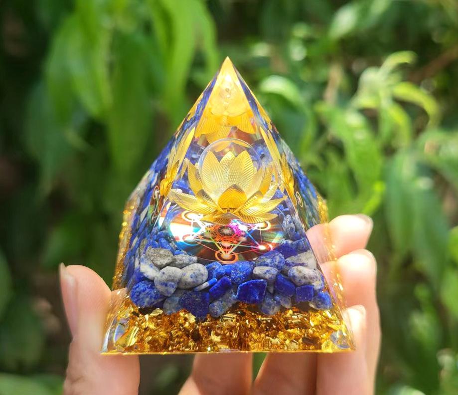 Energy Pyramid Reiki Natural Amethyst Ball Healing Crystals Chakra Tool Ornaments Resin Stones Craft Kids Gift Pyramid