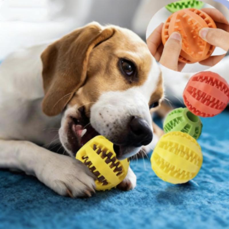 Interactive Dog Food Ball Rubber Chew Toy for Small To Large Dogs And Puppies - Pet Tooth Cleaning Chewing Toy
