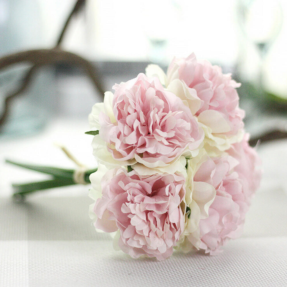 5 Heads Artificial Fake Peony Silk Flowers Home Wedding Bridal Bouquet Hydrangea 5 Heads Artificial Fake Peony Silk Flowers Home Wedding Bridal Bouquet Hydrangea