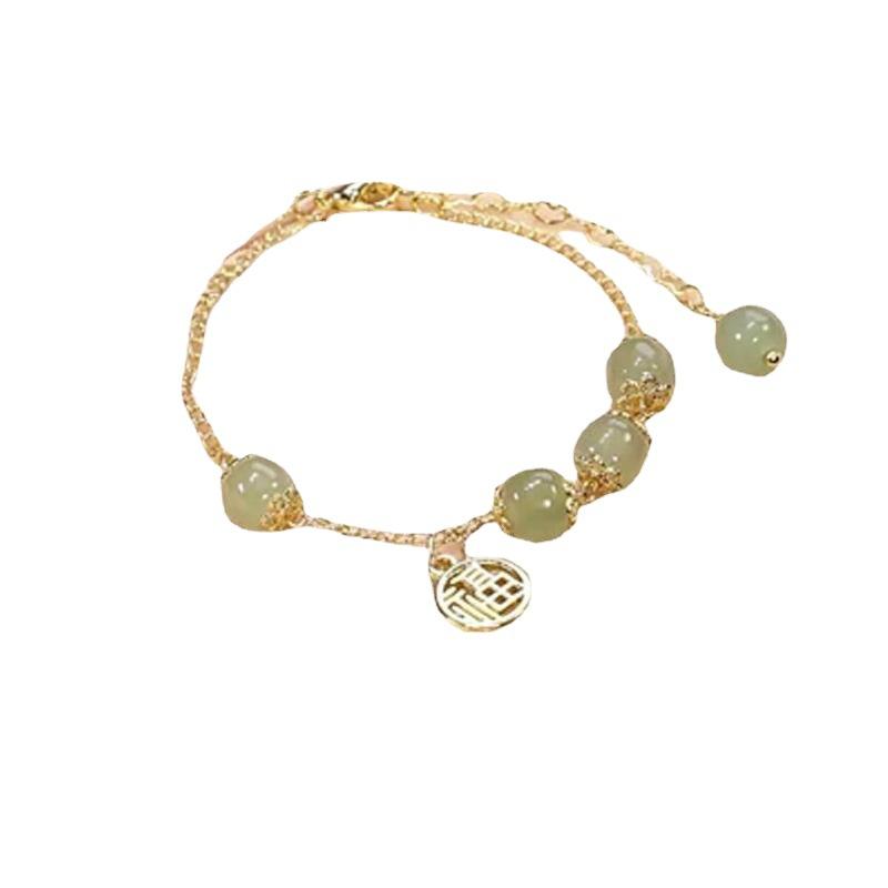 Yinian Jewelry's Same Style "Two Lifetimes of Joy" Natural Hetian Jade Bracelet for Women isn Special-interest design9Silver bracelet