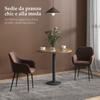 Set of 2 Nordic Dining Chairs Padded with Curved Armrests in Velvet-Effect Fabric, 54x57x80 cm, Brown