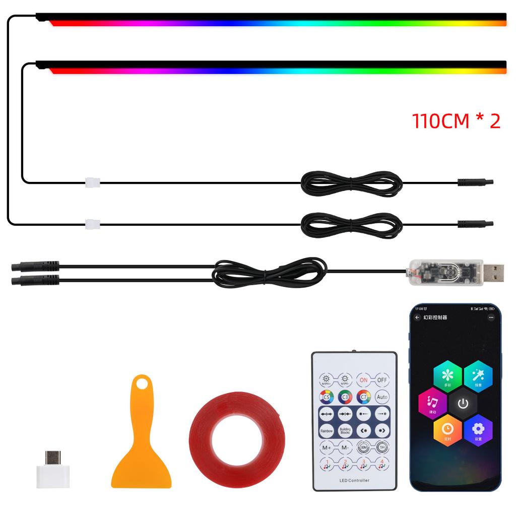 Uniwersalne Symfoniczne Światła Ambientowe do Samochodu LED Wnętrze RGB Streamer Lampa Atmosferyczna USB Sterowanie Aplikacją Pilot do Tesla Model 3 Y S X