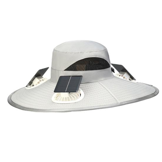 Solar Fan Bucket Hat Adjustable Wide Brim Sun Hat with Built-in Solar Panel Cooling Fan Hiking Fishing UV Protection Hat