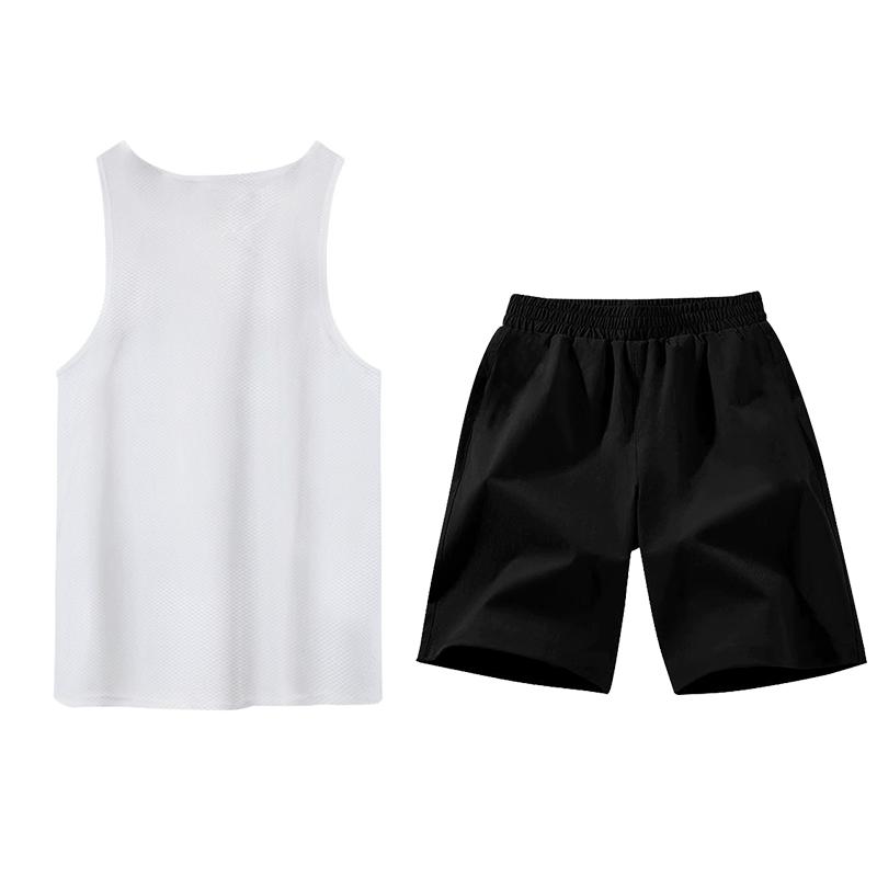 Li-Ning Skin-Friendly Comfortable Breathable Quick-Dry Tank Top And Shorts Casual Sports Set Unisex Sets White ZHXY189-2