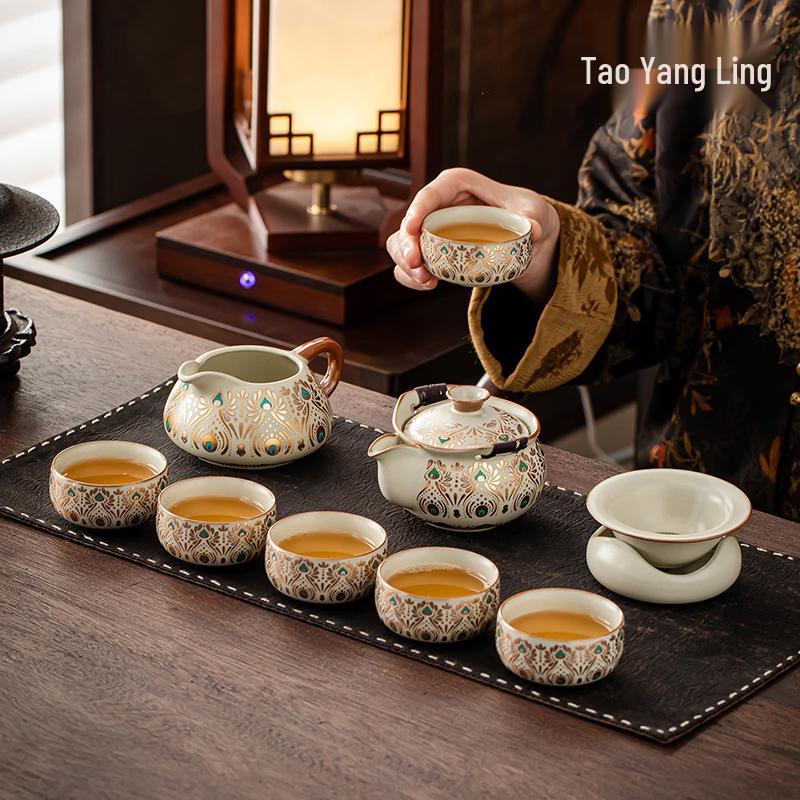 Dunhuang Phoenix Plume Ru Kiln Kung Fu Tea Set