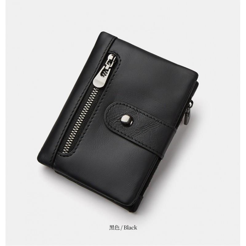Real Leather Men's Wallet Large Capacity Head Layer Cow Pickup Bag Retro Coin Purse Multi Card Slot Short Vertical