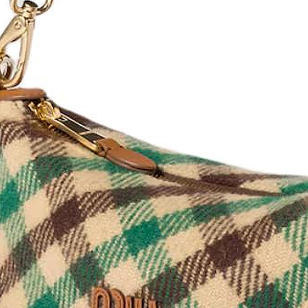 MIU MIU Logo Wolle Clutch Damen Clutch Kamel Grün 5NE841_2IFK_F0HDZ