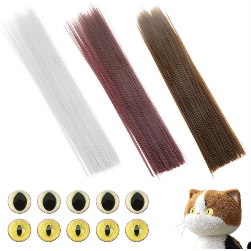 

For Crafts 3 Inch Simulated Animal Whiskers 900 Pcs Inch Craft Cat Whisker Felting With 10 Pcs Animal Eyeballs Included