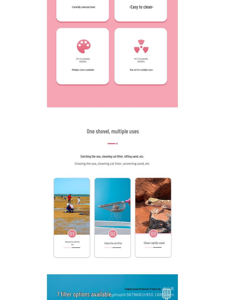 Multicolor Handle Cat Litter Scoop for Reptile, Chicken Coop, and Bentonite Sand Cleaning