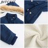BITCED Autumn/Winter Women's Thickened Shearling-Lined Cotton Coat Loose-Fit Cotton Jacket with Detachable Hood and Fleece Lining