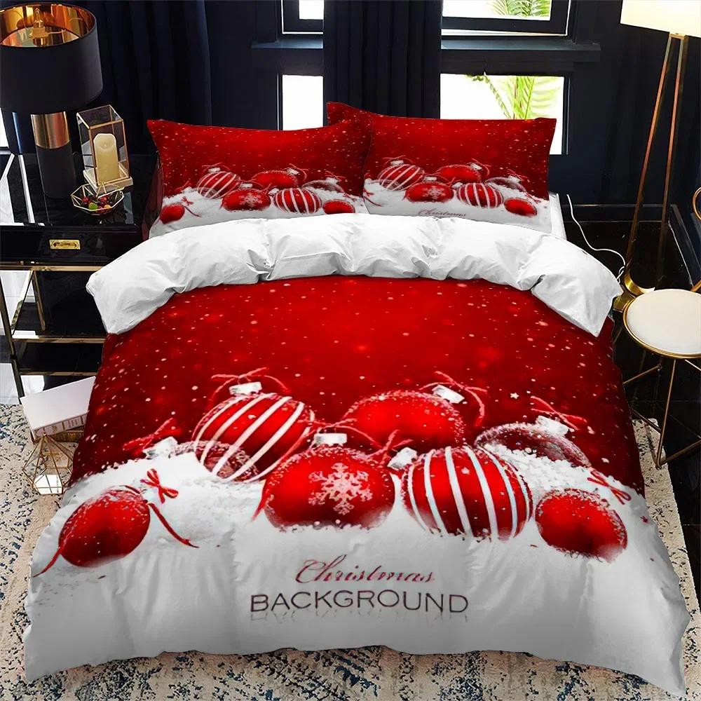 Christmas Duvet Cover Set Winter Red Santa Claus Bedding Set Merry Christmas Gifts for Boys Girls Happy New Year Red Santa