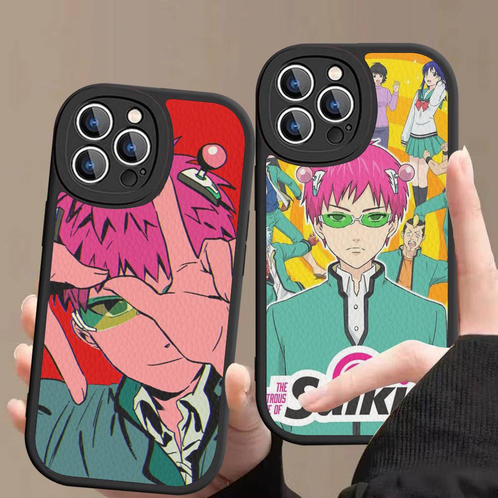 Anime Saiki Kusuo Phone Case For IPhone 16 15 14 11 12 13 Pro Max Plus Back Leather Shell