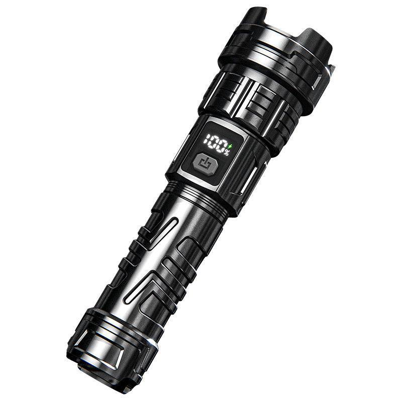 Tactical High-Power Rechargeable Flashlight with Zoom & Long-Range Laser