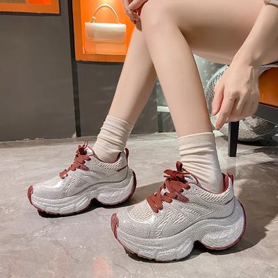 Fashion Luxurious Rhinestone Women's Sneakers 2024 Autumn Comfortable and Breathable Dad Shoes Chunky Heel Platform Ladies Casual Shoes