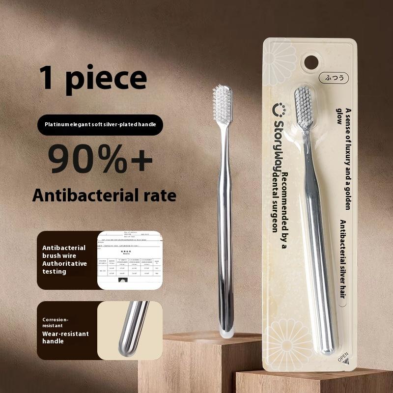 

1PC Advanced Adult Soft Bristle Manual Toothbrush Sensitive Gum Deep Cleaning Family Oral Care Travel Portable Washing Daily серебряный