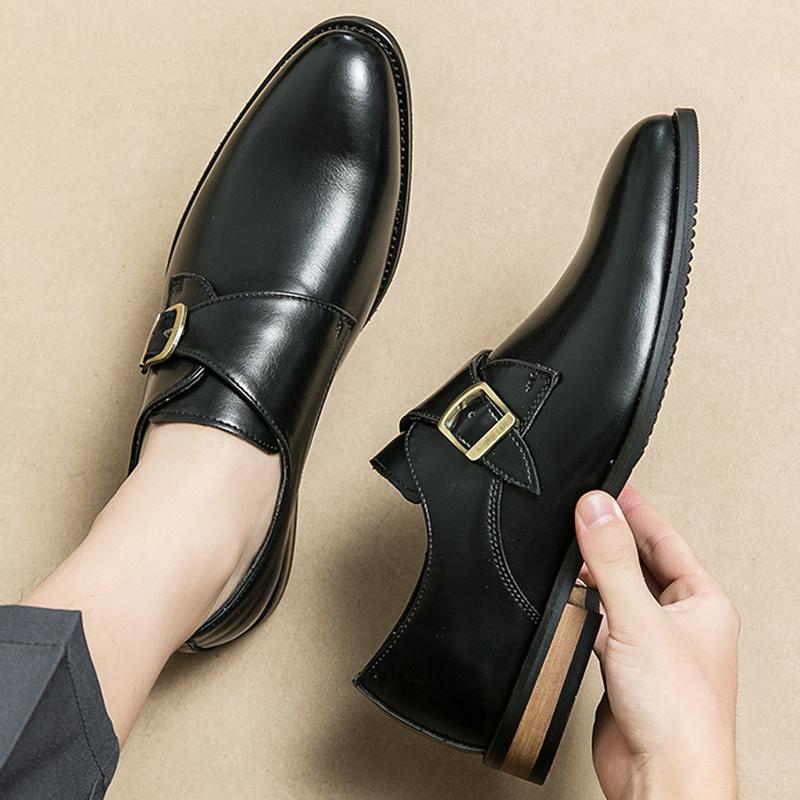 New Fashion Men Pointed Black Brown Dress Business Suit Casual Shoes Monk Strap Loafers Party Wedding Dress Homecoming Footwear