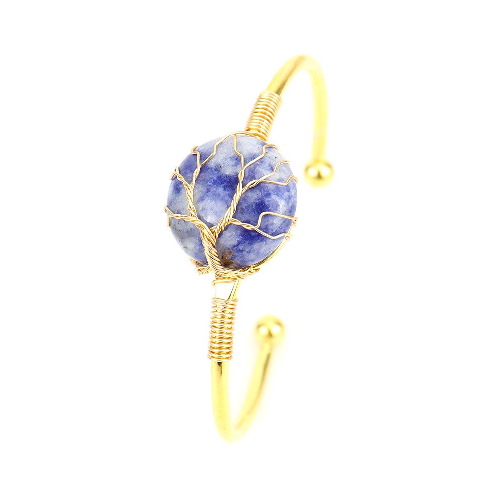 Handmade Copper Wire Winding Round Rough Stone Natural Crystal Bracelet Bracelet Bracelet B66
