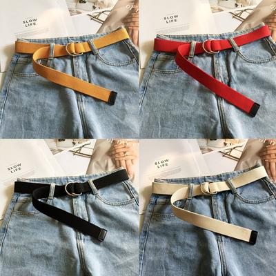 Modischer Canvas-Gürtel mit doppelter runder Schnalle, Freizeitgürtel, wiederverwendbar, Herren-Hüftgurt für Jeans